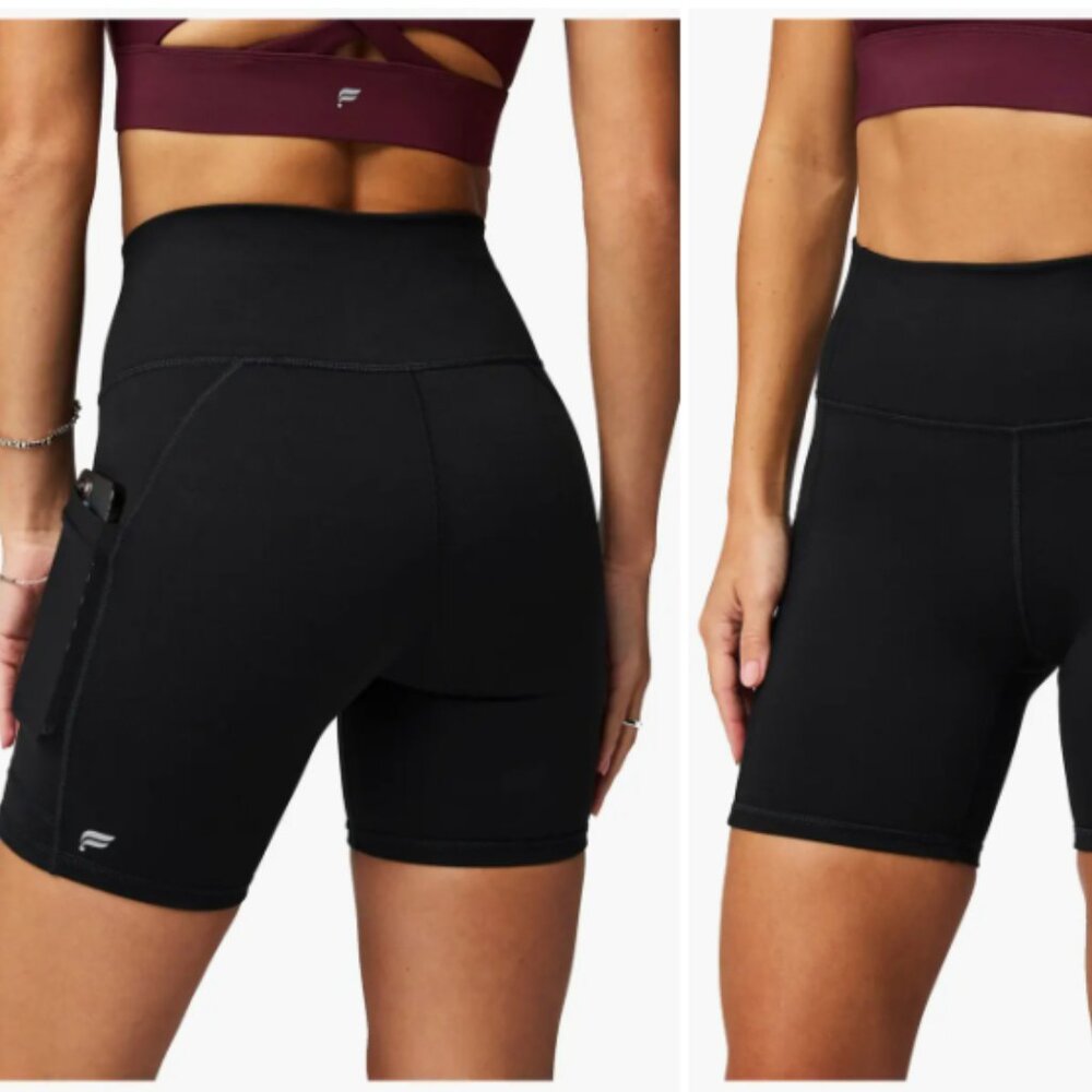 Fabletics Black Womens Small Powerhold Biker Shorts Workout Gym Yoga